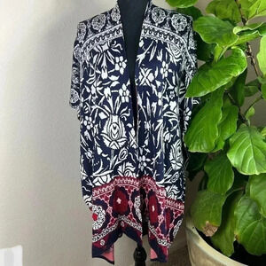 Chico’s Women’s Red, White, and Blue Shawl Cape One Size